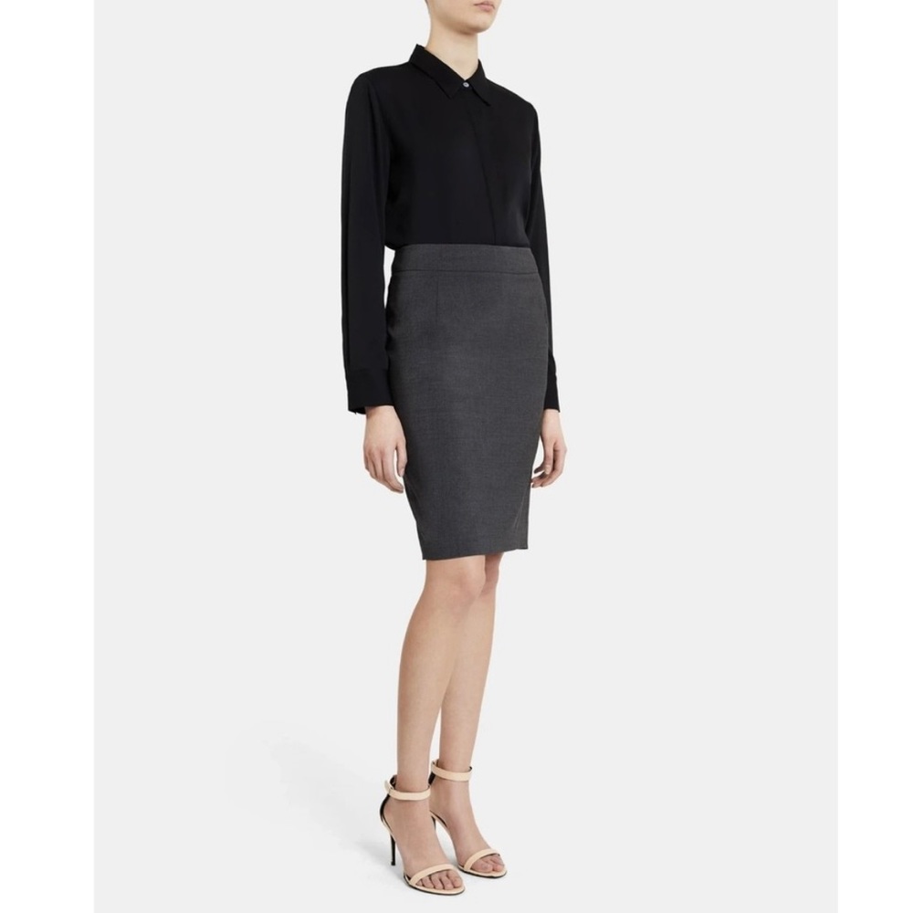 Theory Wool Blend Gray Pencil Skirt Size 6